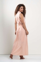 Vestido Longo com Abotoamento e Fenda Frontal Rose