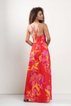 Vestido Longo Estampado Vermelho