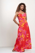 Vestido Longo Estampado Vermelho