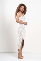 Vestido Tomara que Caia com Recortes Off White