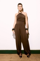 Conjunto Calça e Blusa Decote Transpassado Marrom