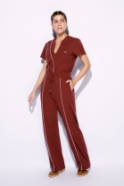 Conjunto de Calça e Blusa com Decote V Vermelho