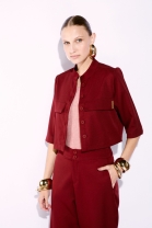 Conjunto de Calça e Camisa Cropped Bordô