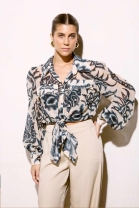 Conjunto de Calça e Camisa Transparente Estampada