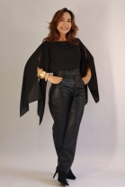Trijunto de Calça Blusa e Top Preto