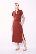 Vestido Mídi com Decote em V Vinho