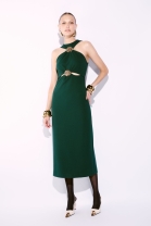 Vestido Mídi com Recorte na Cintura Verde