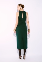 Vestido Mídi com Recorte na Cintura Verde