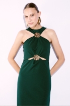 Vestido Mídi com Recorte na Cintura Verde