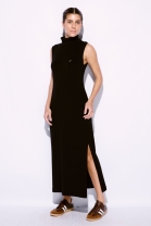 Vestido Longo com Gola Alta Preto