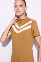 Vestido Mídi com Zíper Frontal Caramelo