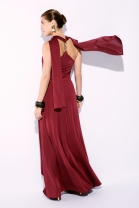 Vestido Longo com Franzido Frontal Bordô