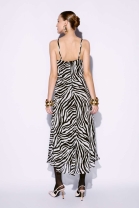 Vestido Mídi com Estampa em Animal Print Zebra