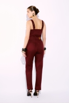 Conjunto de Calça Cós Alto e Cropped Vinho