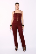 Conjunto de Calça Cós Alto e Cropped Vinho