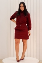 Vestido Curto com Manga Longa Bordô