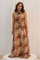 Vestido Longo com Costas Decotada Estampado