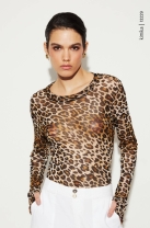 BLUSA DE TULE ESTAMPA DE ONÇA