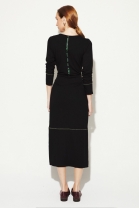 Vestido Mídi Manga Longa Preto