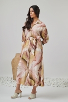 Vestido Mídi com Abotoamento Frontal Estampado