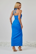 Vestido Longo Frente Única Azul