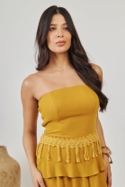 Vestido Longo Tomara que Caia Mostarda