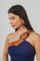 Conjunto de Calça e Cropped Alça Única Azul