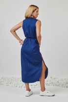 Vestido Midi com Ziper Frontal Azul