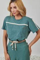 Conjunto de Calça com Cropped em Malha Verde