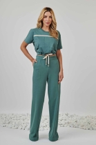 Conjunto de Calça com Cropped em Malha Verde