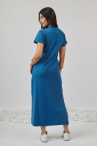 Vestido Midi com Fenda Lateral Azul