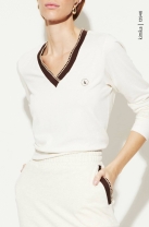Conjunto de Saia Longa com Fenda e Blusa de Manga Longa Off White