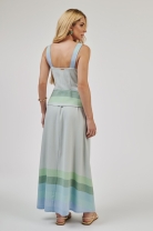 Vestido Longo com Abotoamento Frontal Sobreposição
