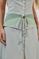 Vestido Longo com Abotoamento Frontal Sobreposição