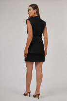 Conjunto Saia e Colete Alongado Preto