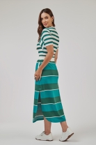 Conjunto Saia Midi Mix de Listras Verde