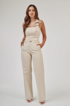 Conjunto de Calça e Blusa Frente Única Off White