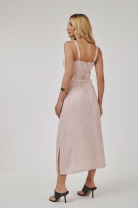 Vestido Midi com Recortes Risca de Giz