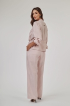 Conjunto de Calça e Camisa Risca de Giz Rosa