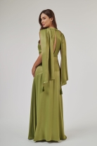 Vestido Longo Fluido Acetinado Verde