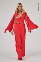 Macacão Pantalona com Sobreposição Vermelho