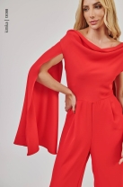 Macacão Pantalona com Sobreposição Vermelho