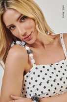 Conjunto de Saia Midi e Cropped de Alça Poá