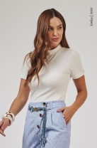 Blusa de Malha Canelada Off White