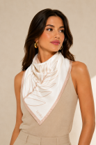 Lenço Feminino Folhas Off White