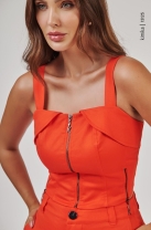 Conjunto Calça e Blusa com Ziper Frontal Laranja