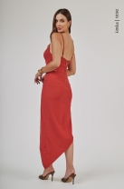 Vestido Midi com Fenda Lateral Terra Cota