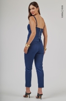 Conjunto Calça e Blusa com Alças Finas Marinho