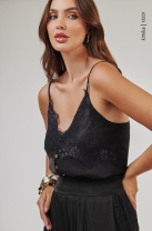 Conjunto de Calça e Blusa Acetinada Preto