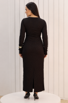 Vestido Mídi com Decote Torcido Preto